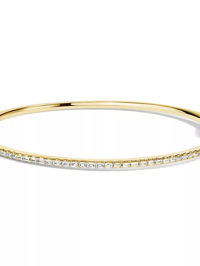 14K Yellow Gold Whisper Baguette Diamond Bangle Bracelet (1/2 ct. tw.)