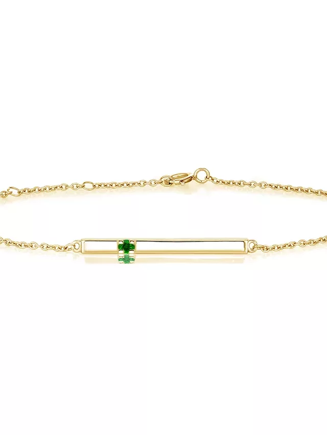 18K Yellow Gold Emerald Bar Bracelet