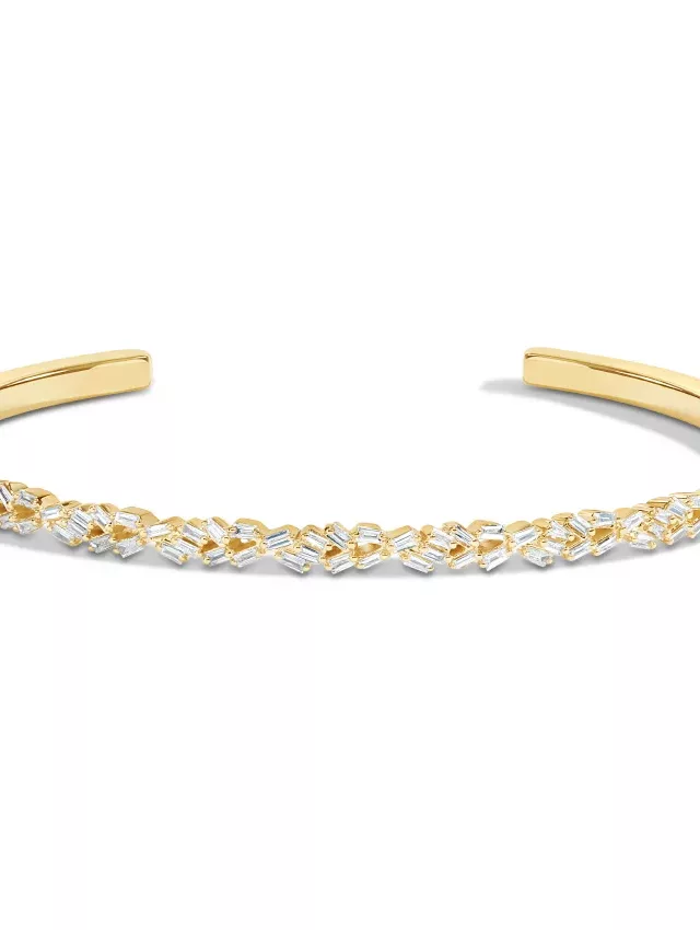 14K Yellow Gold Baguette Cluster Lab Diamond Cuff Bracelet (1/2 ct. tw.)
