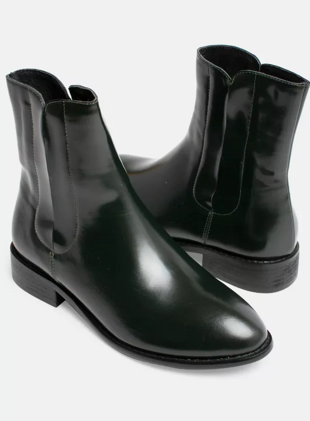 Denmark Leather Boot - Dark Olive Shine