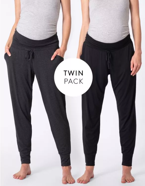Maternity Lounge Pants â Twin Pack Grey/Blk