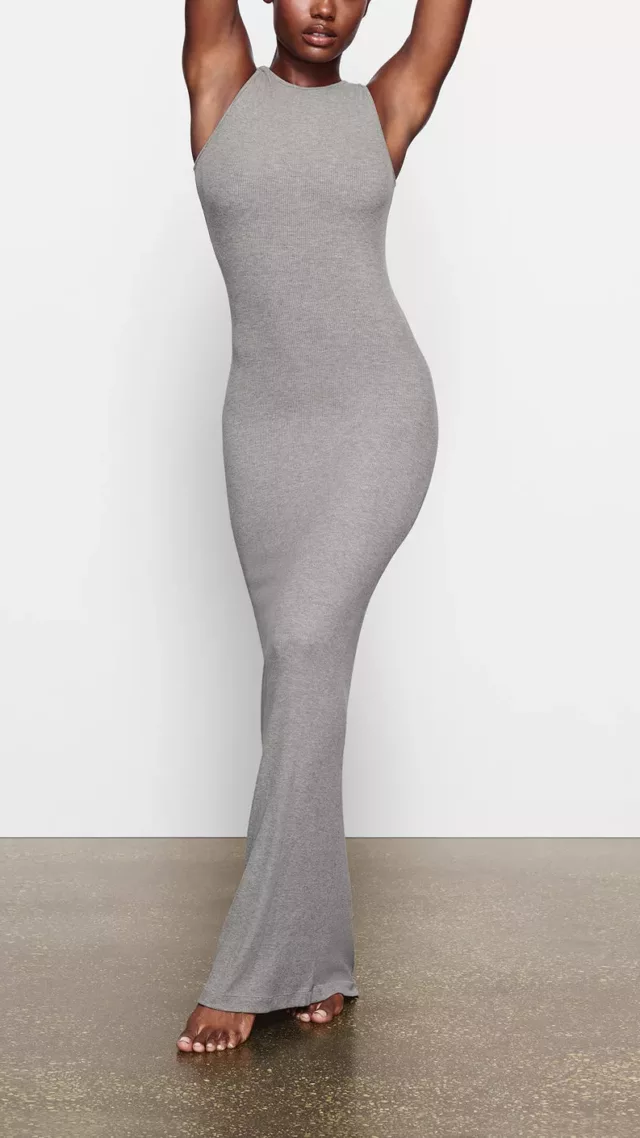 Soft lounge sleeveless long dress heather grey