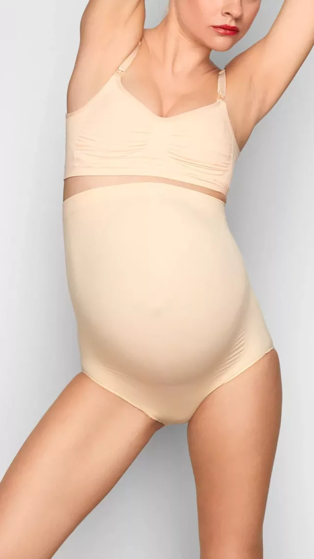Maternity sculpting high-waisted brief sand