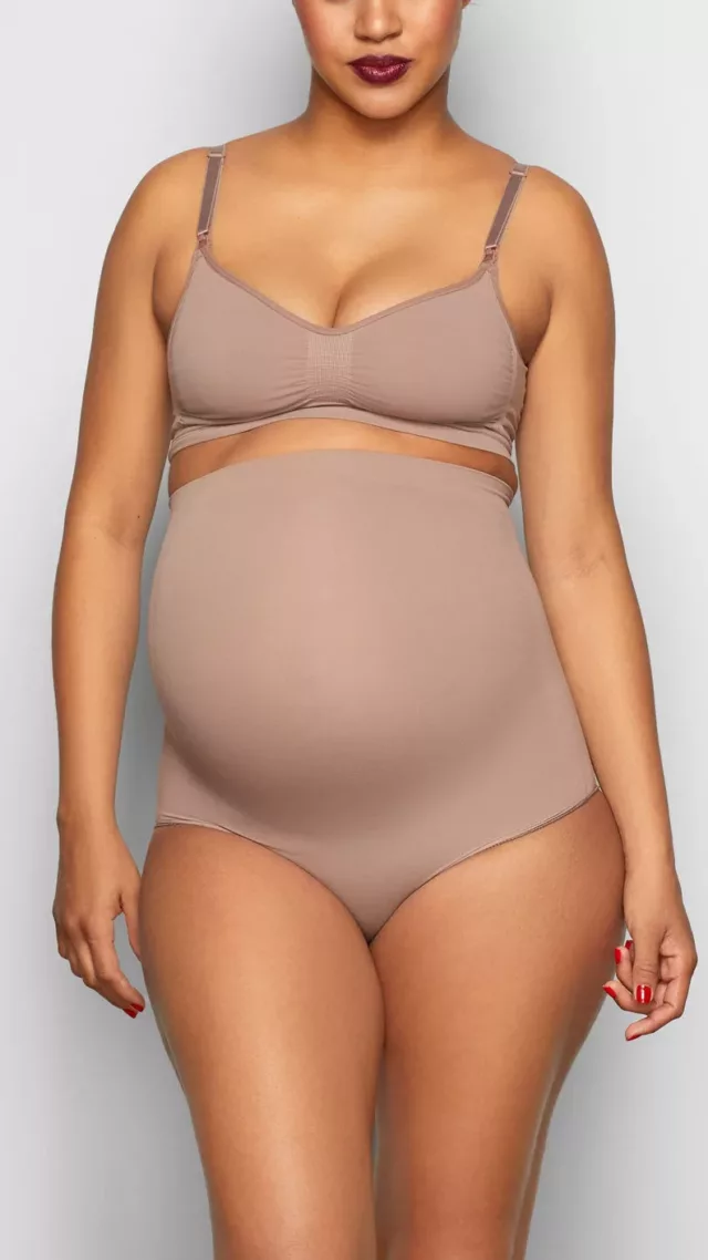 Maternity sculpting high-waisted brief umber