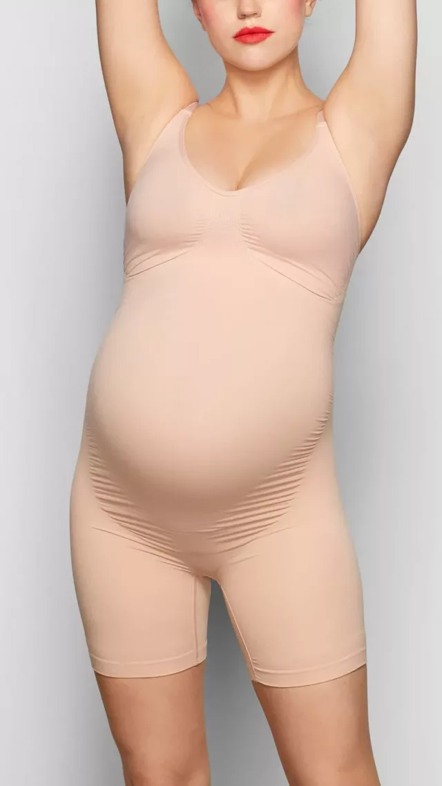 Maternity sculpting bodysuit mid thigh mica