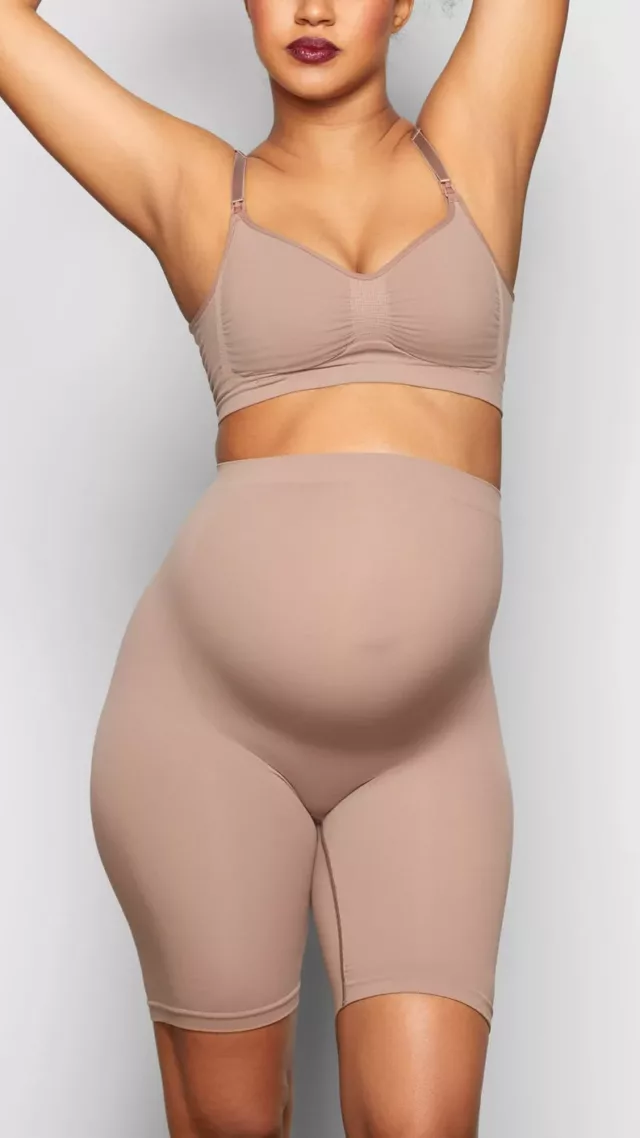 Maternity sculpting short mid thigh umber