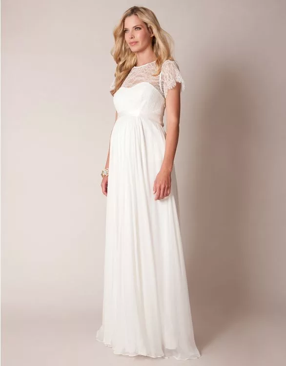 Ivory Lace & Silk Maternity Gown Ivory/Iv