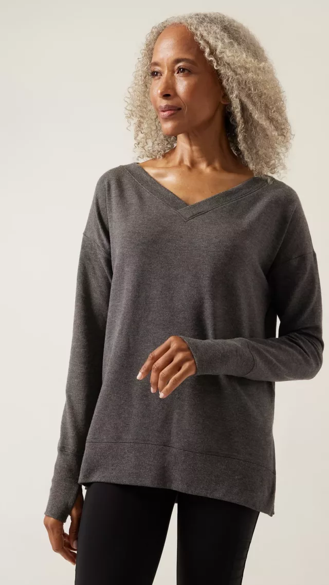 Coaster Luxe V-Neck Sweatshirt Charcoal Grey Heather