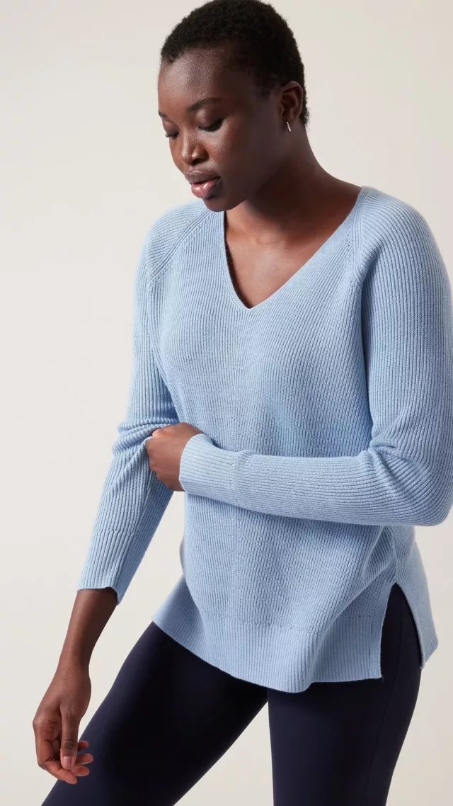 Hanover Refined V-Neck Sweater Heron Blue