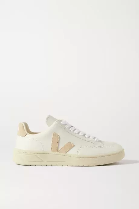 Net sustain v-12 suede-trimmed leather sneakers White