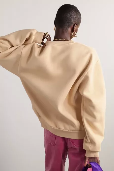 Oversized cotton-blend sweater Camel