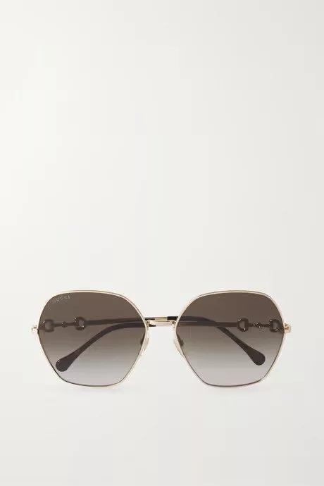 Gg horsebit d-frame gold-tone metal sunglasses