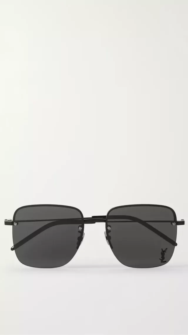 Square-frame metal sunglasses Black