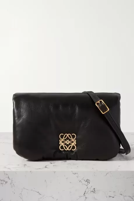 Puffer goya mini embellished padded leather down shoulder bag Black