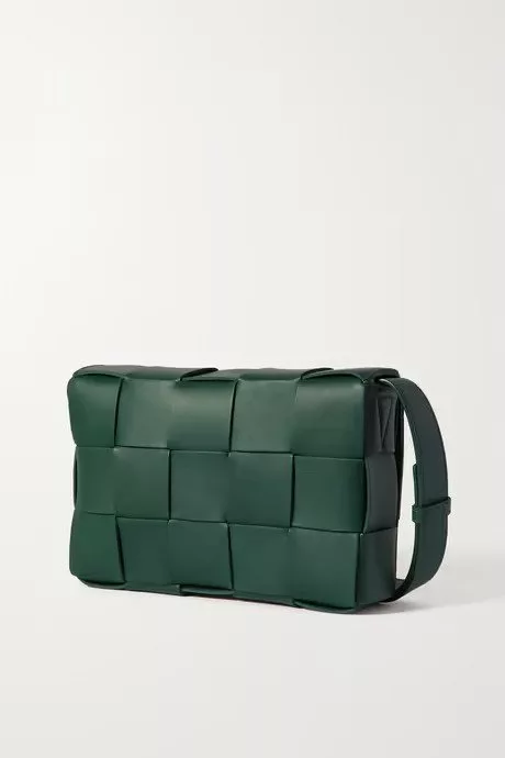 Cassette intrecciato leather shoulder bag Green