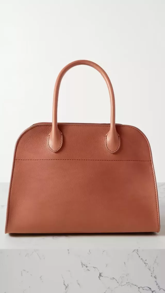 Margaux 10 buckled leather tote Tan