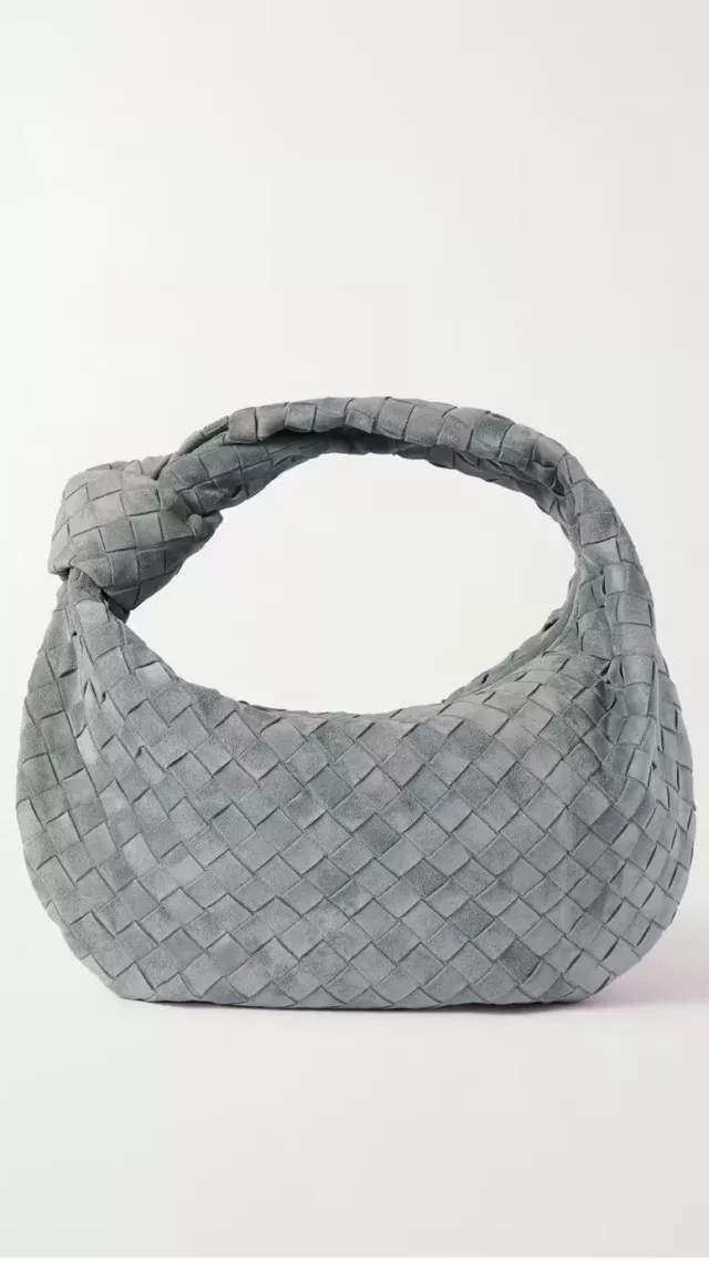 Jodie teen knotted intrecciato suede tote Gray