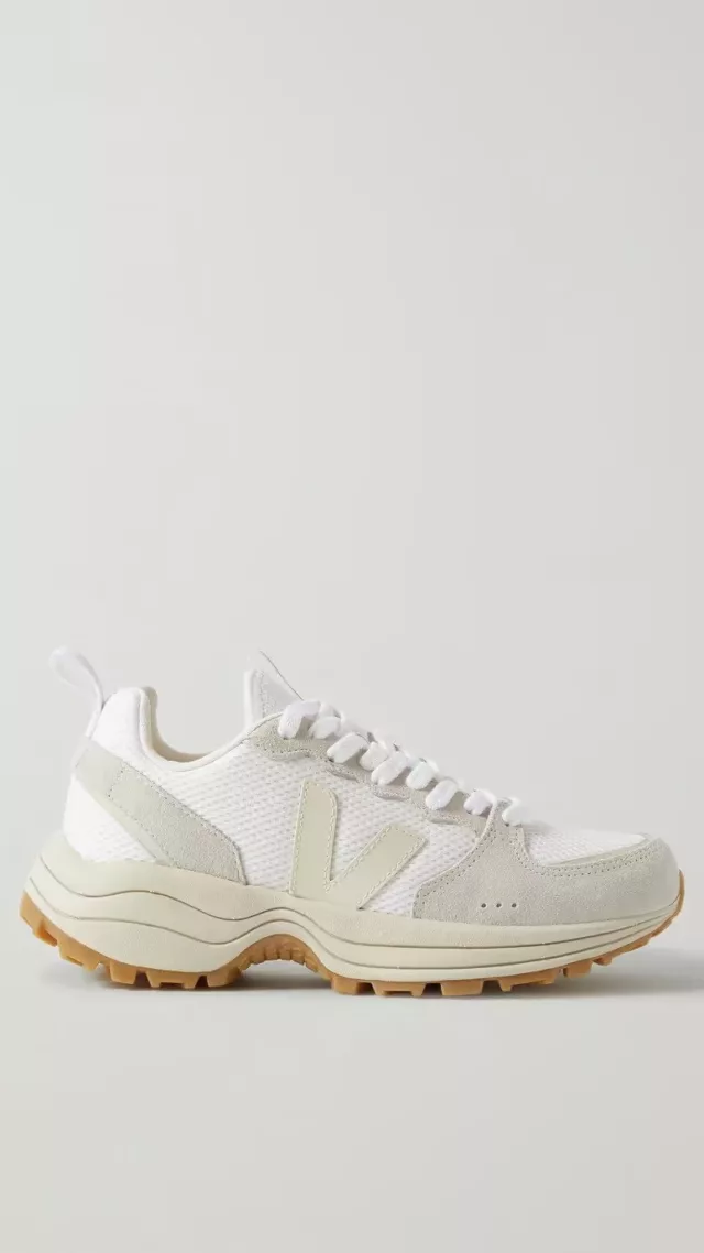 Venturi suede and leather-trimmed alveomesh sneakers White