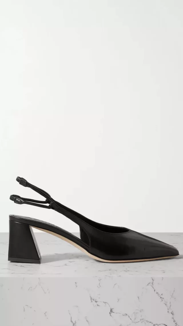 Polly leather slingback pumps Black