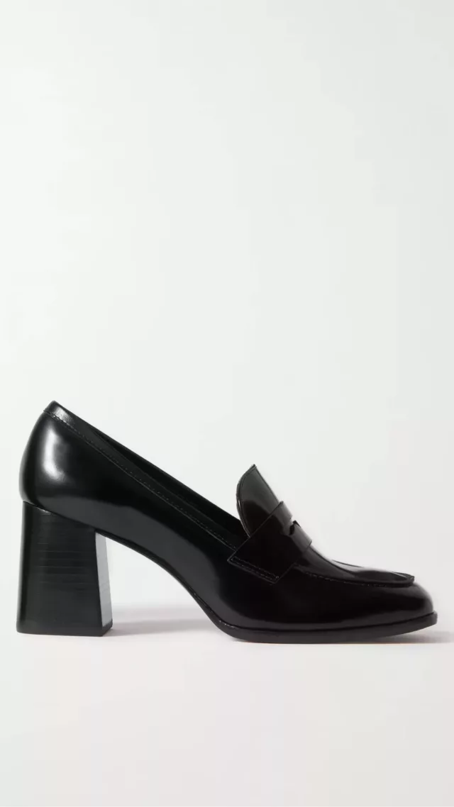 Nadine glossed-leather pumps Black