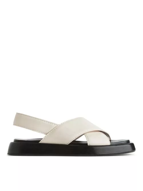 Flatform leather sandals White