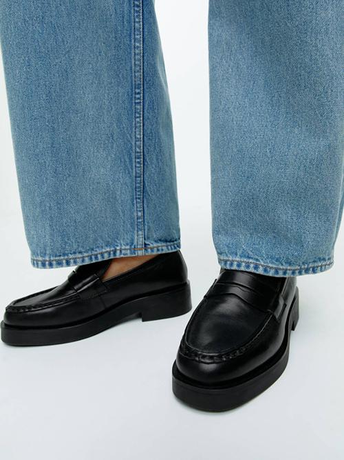 Leather penny loafers Black