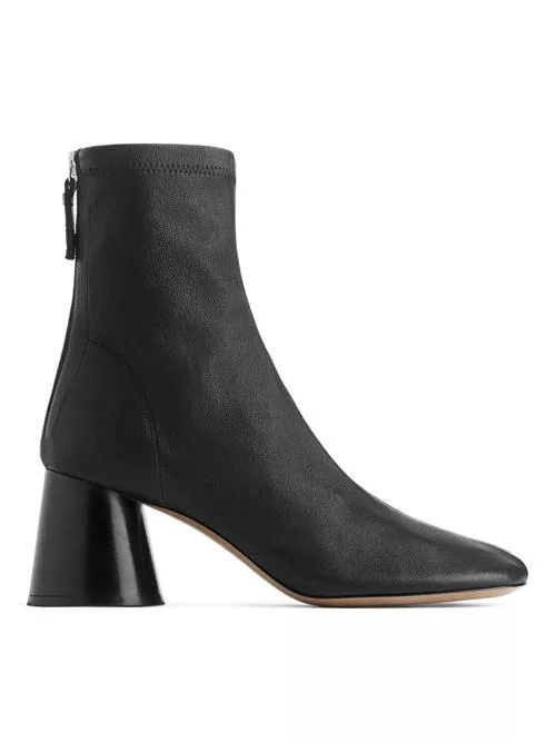 Stretch-leather sock boots Black