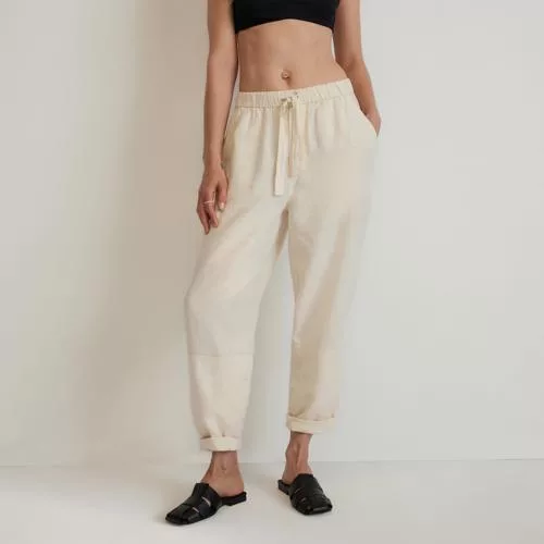 The linen pull-on barrel pant Canvas
