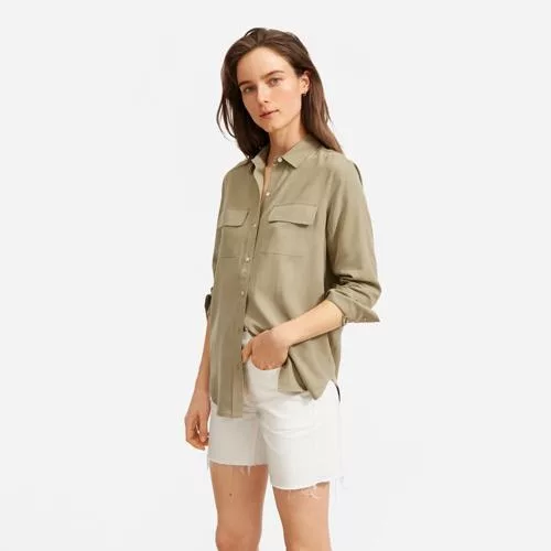 The washable silk relaxed shirt  Green