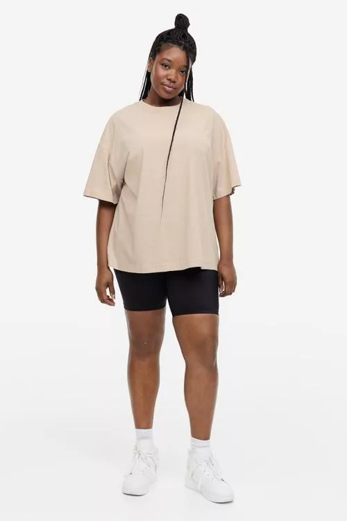 H&M+ oversized t-shirt Beige