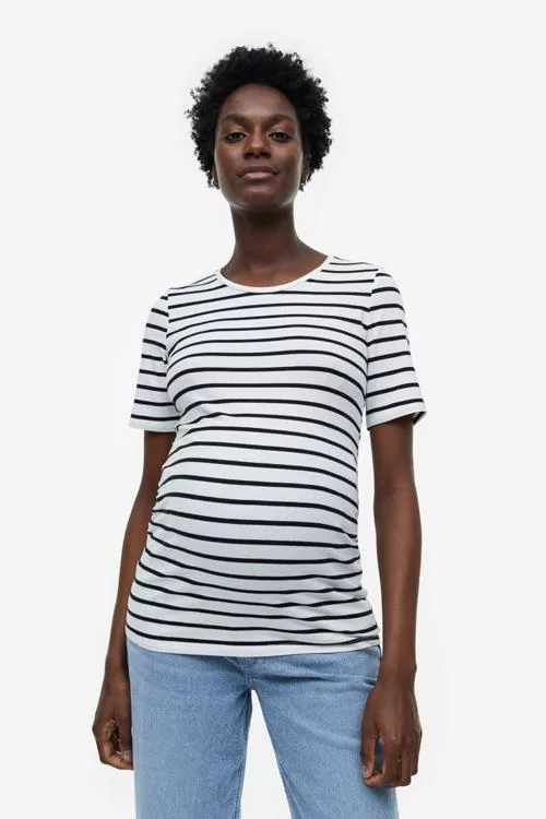 Mama 2-pack cotton t-shirts Dark blue/striped