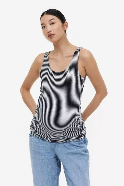 Mama 2-pack cotton tank tops Navy blue/striped