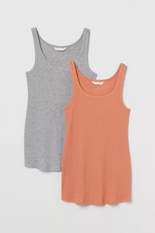 Mama 2-pack ribbed tank tops Orange/light gray melange