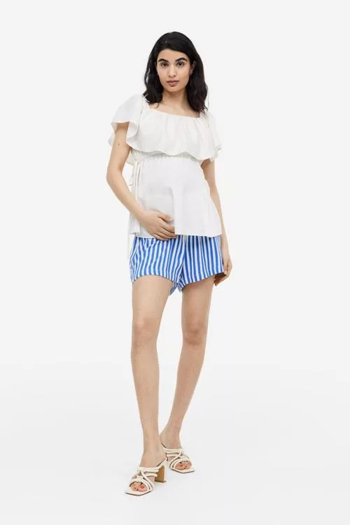 Mama pull-on shorts Bright blue/striped