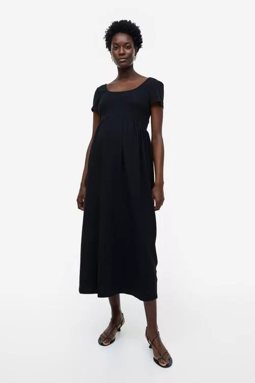 Mama square-neck jersey dress Black