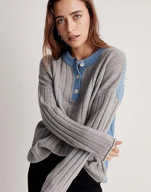 Madewell x donni (re)sourced cashmere-merino pullover sweater in colorblock