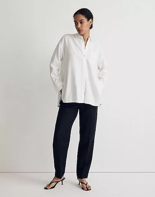 The linen-blend oversized shirt White