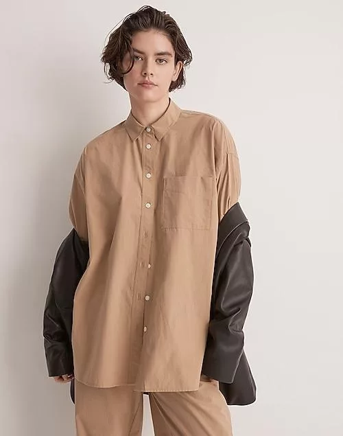 The signature poplin oversized shirt Khaki