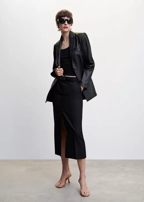 100% leather blazer Black