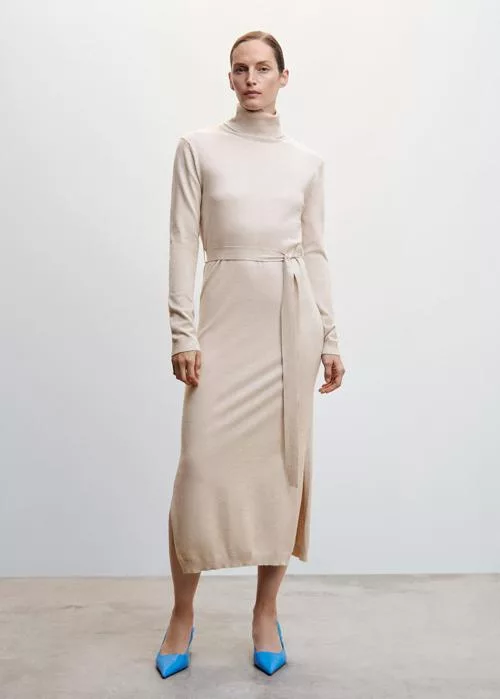 Knitted turtleneck dress Light/Pastel Grey
