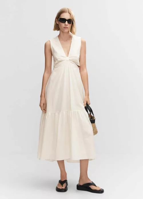 Knot dress with openings White