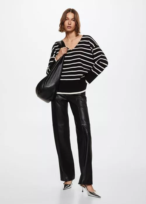 Oversized striped sweater Black