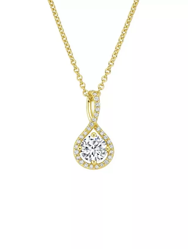 18K Yellow Gold Diamond Pavé Twist Pendant