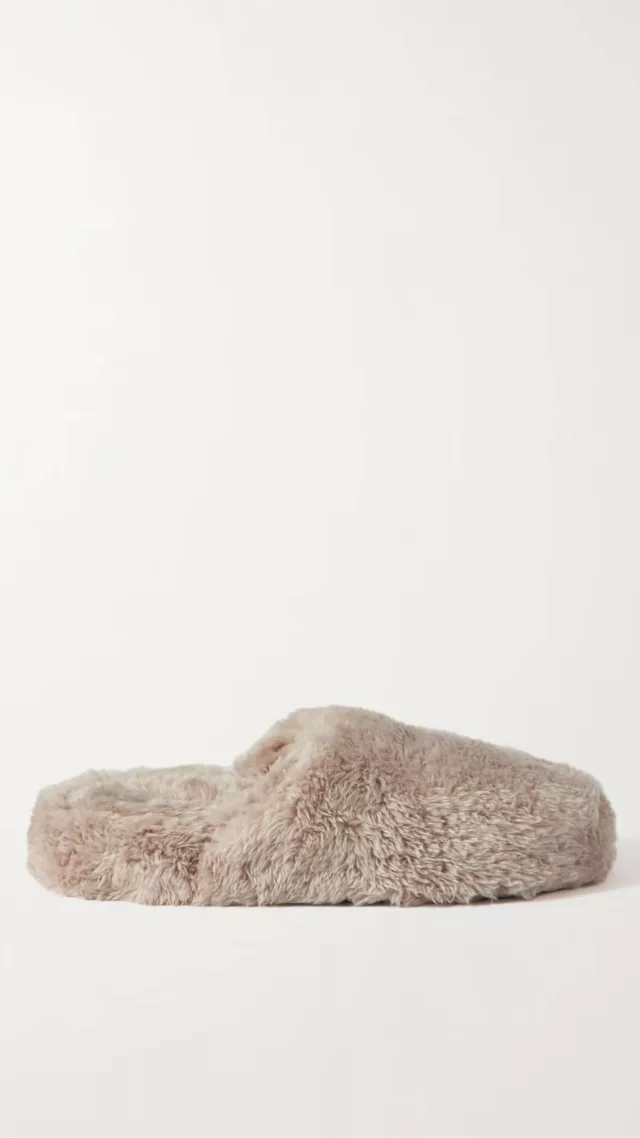 Winnie recycled faux fur slippers Light brown