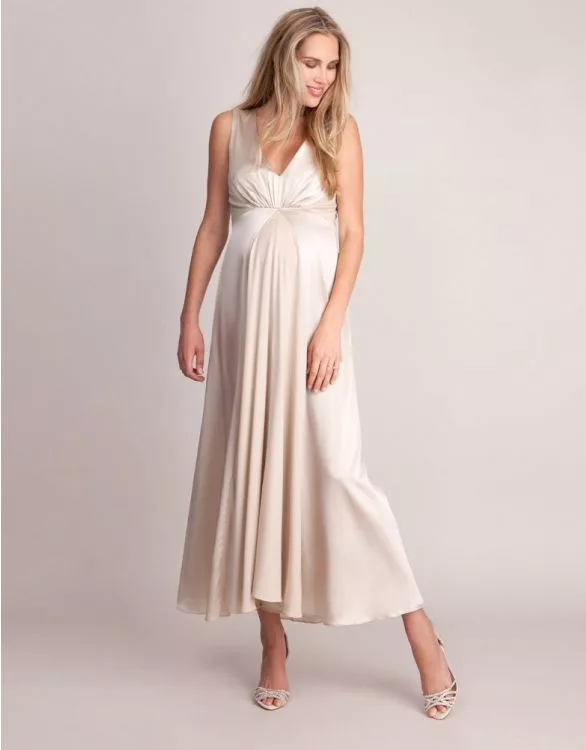 Champagne Silk Maternity Gown