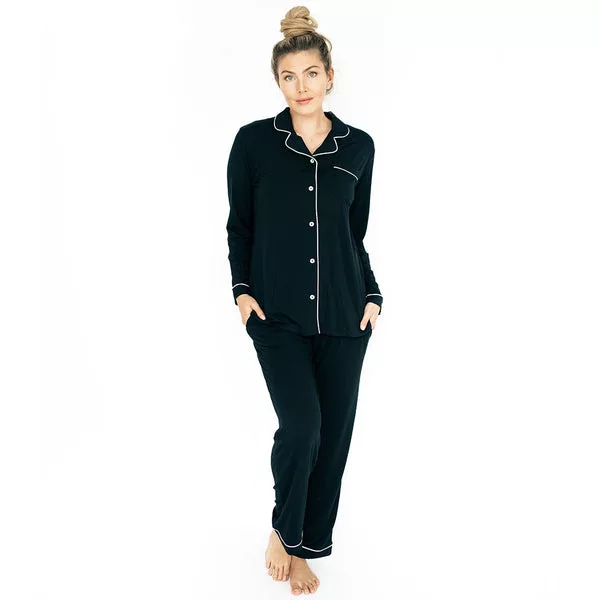 Clea bamboo classic long sleeve pajama set Black