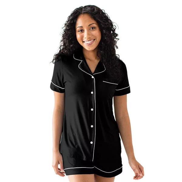 Clea bamboo classic short sleeve pajama set Black