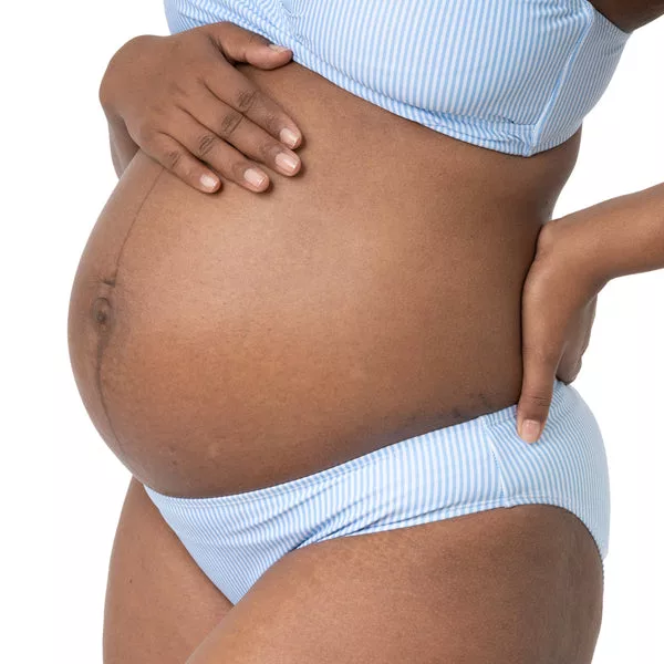 Low rise maternity & postpartum bikini bottoms Coastal Stripe