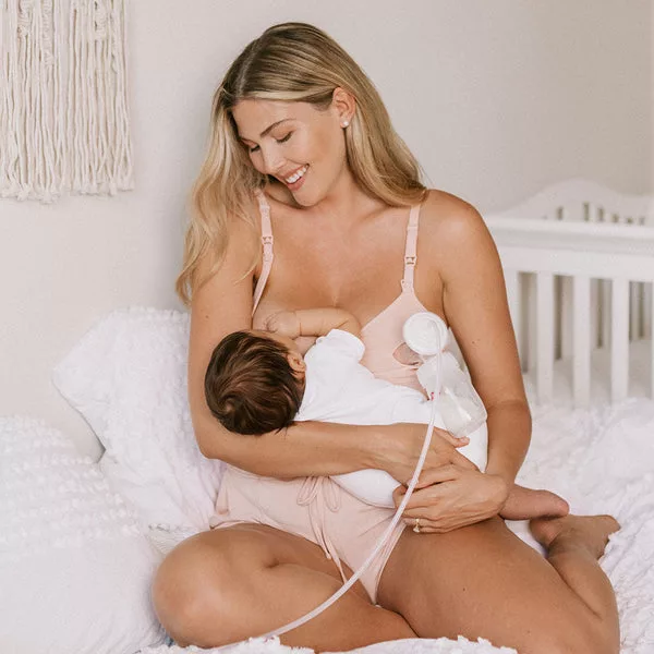 Sublime® hands-free pumping & nursing bra Pink Heather