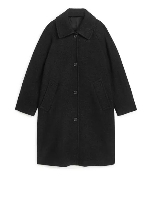 Bouclé wool coat BLACK